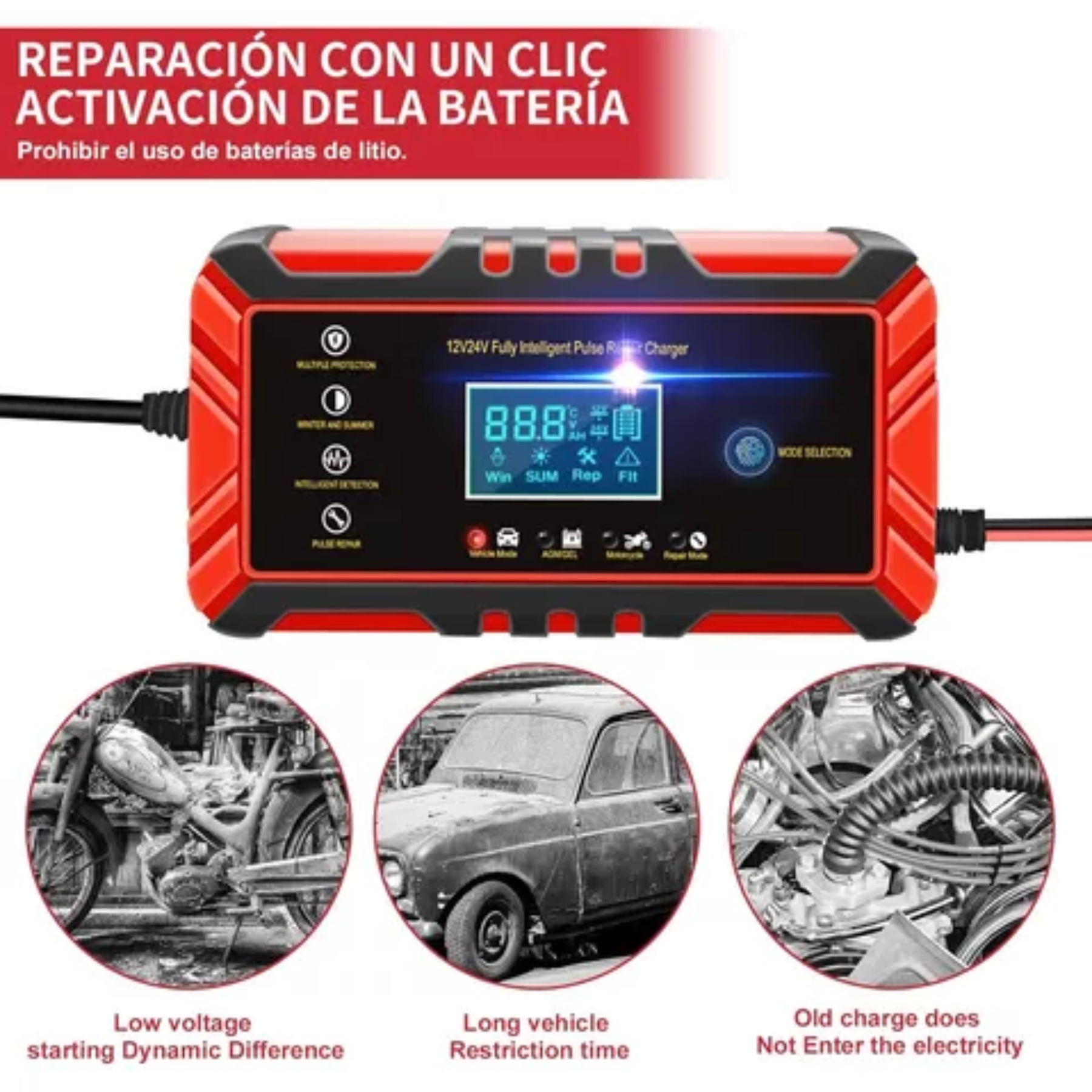 Cargador de Bateria Digital 12V y 24 V