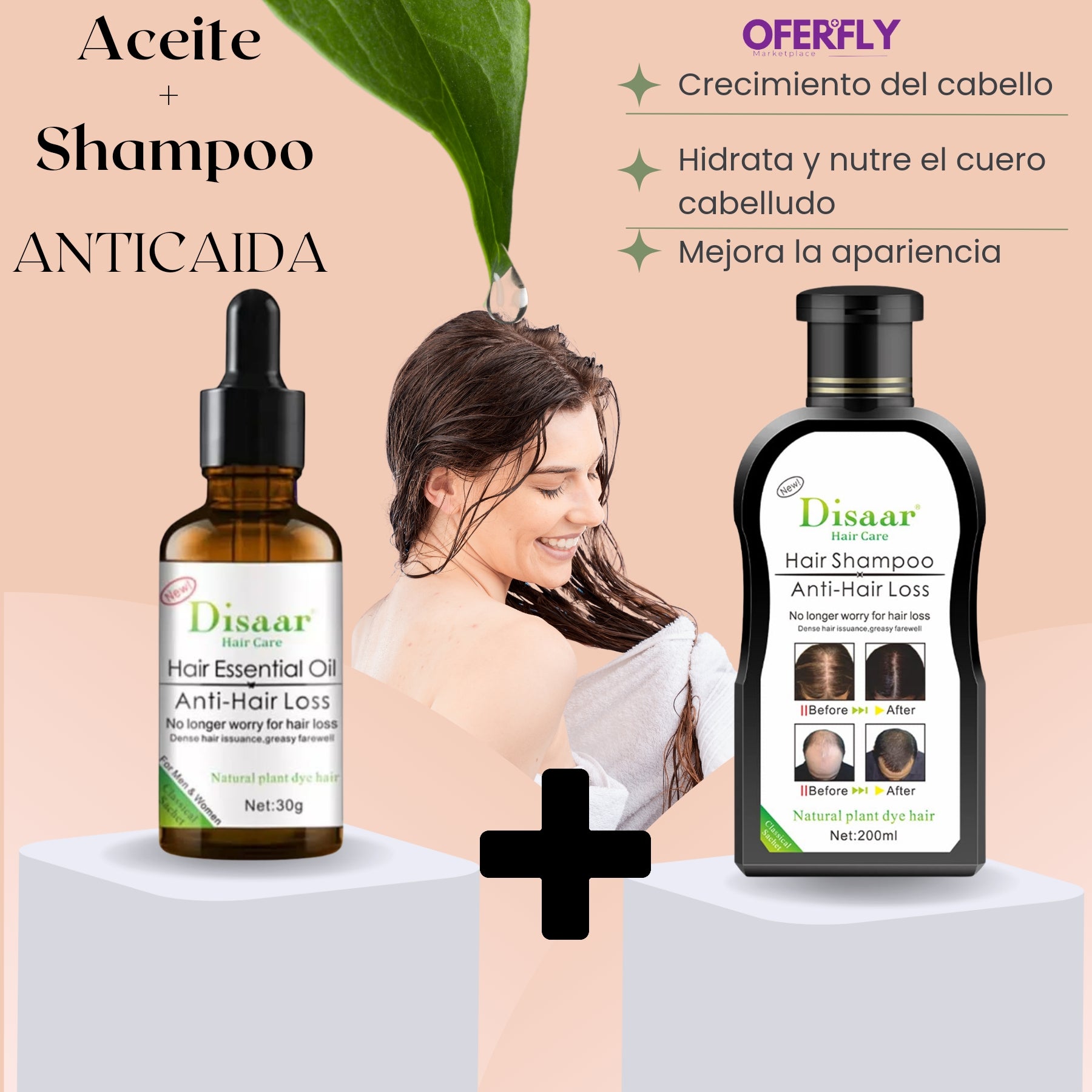 Kit Shampoo 200ml + Serum Anticaida crecimiento de cabello