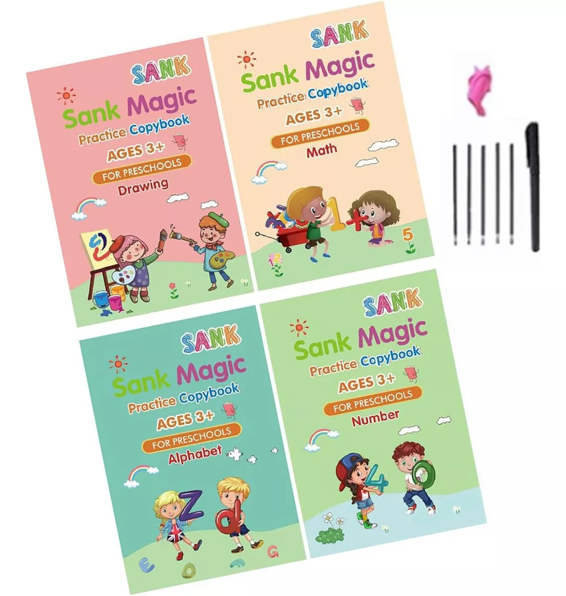 Set Libro De Caligrafía Sank Magic De Pintura Mágica Niños